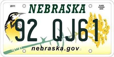 NE license plate 92QJ61