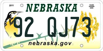 NE license plate 92QJ73