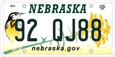 NE license plate 92QJ88