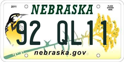 NE license plate 92QL11