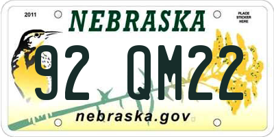 NE license plate 92QM22