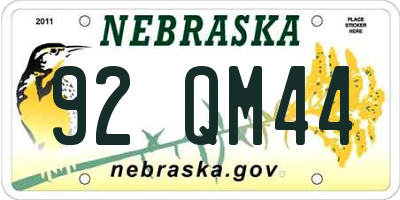 NE license plate 92QM44