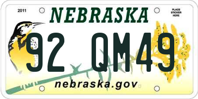 NE license plate 92QM49