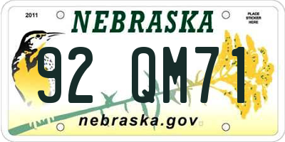 NE license plate 92QM71
