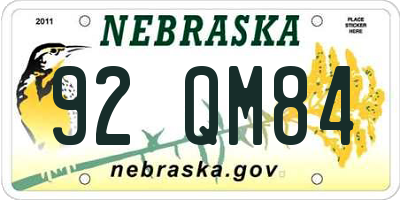 NE license plate 92QM84
