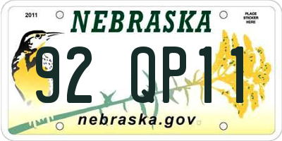 NE license plate 92QP11