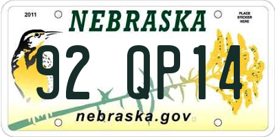NE license plate 92QP14