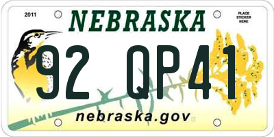 NE license plate 92QP41