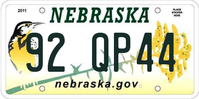 NE license plate 92QP44