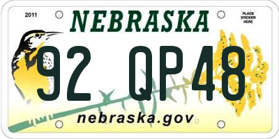 NE license plate 92QP48