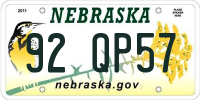 NE license plate 92QP57
