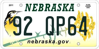 NE license plate 92QP64