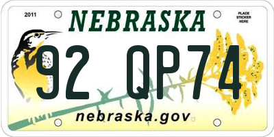 NE license plate 92QP74