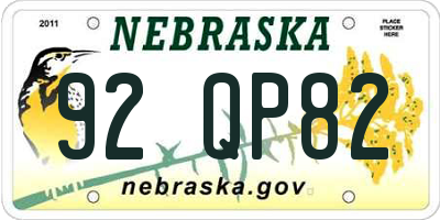 NE license plate 92QP82