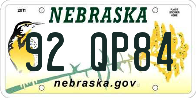 NE license plate 92QP84