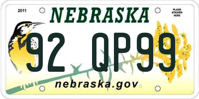 NE license plate 92QP99
