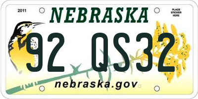 NE license plate 92QS32