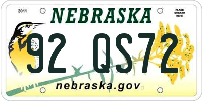 NE license plate 92QS72