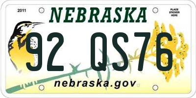 NE license plate 92QS76