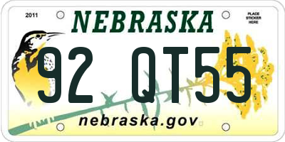 NE license plate 92QT55
