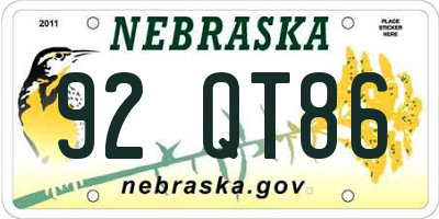 NE license plate 92QT86