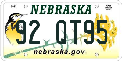 NE license plate 92QT95