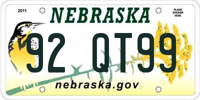 NE license plate 92QT99