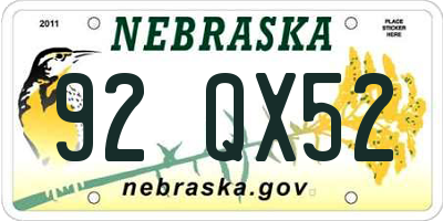 NE license plate 92QX52