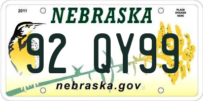 NE license plate 92QY99