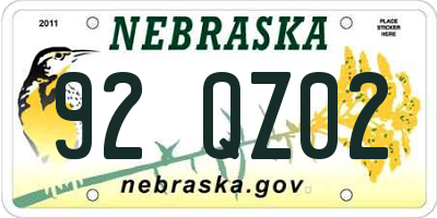 NE license plate 92QZ02