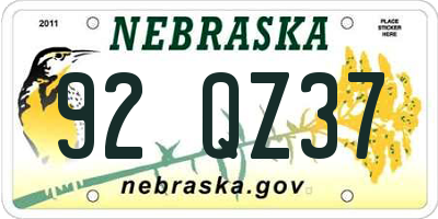 NE license plate 92QZ37