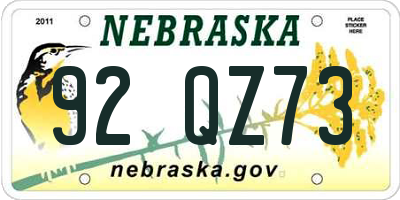 NE license plate 92QZ73