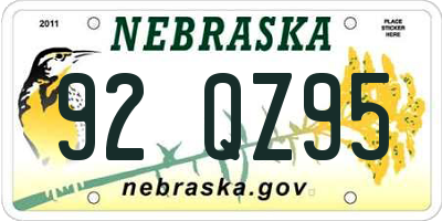 NE license plate 92QZ95