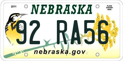 NE license plate 92RA56