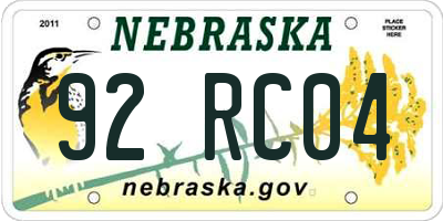 NE license plate 92RC04