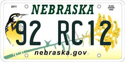 NE license plate 92RC12