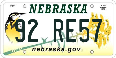 NE license plate 92RE57