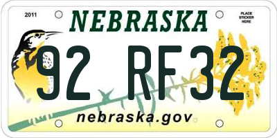 NE license plate 92RF32