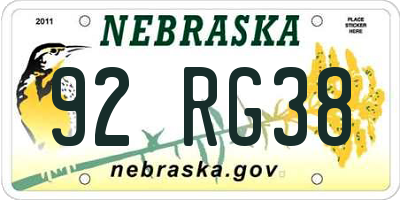 NE license plate 92RG38