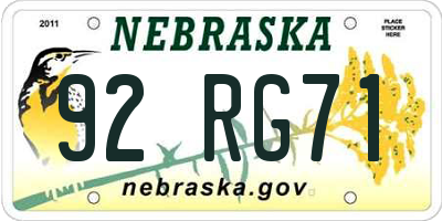 NE license plate 92RG71