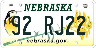 NE license plate 92RJ22