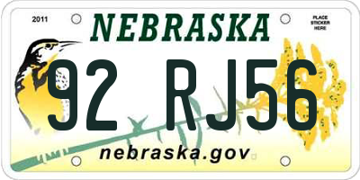 NE license plate 92RJ56