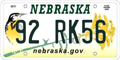 NE license plate 92RK56