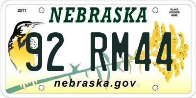 NE license plate 92RM44