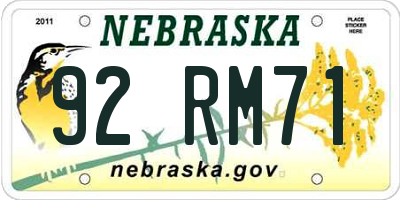 NE license plate 92RM71