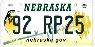 NE license plate 92RP25