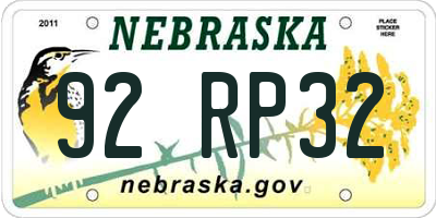 NE license plate 92RP32