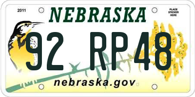 NE license plate 92RP48