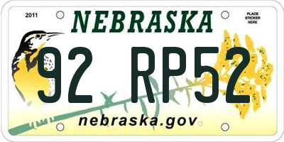 NE license plate 92RP52