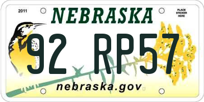 NE license plate 92RP57
